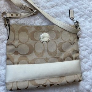 Signature Coach Canvas Beige cream crossbody tote bag